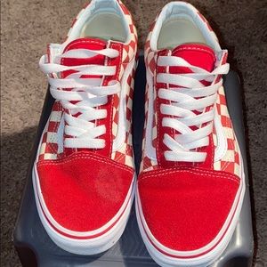 Red Primary Check Vans